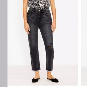 NWT, deconstructed, hi-rise, curvy fit jeans, soft-black wash